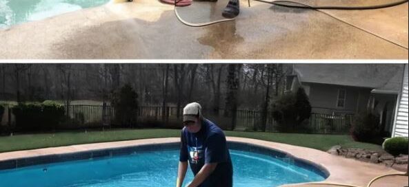 maintain a clean and safe pool area with pressure washing from citrus bright