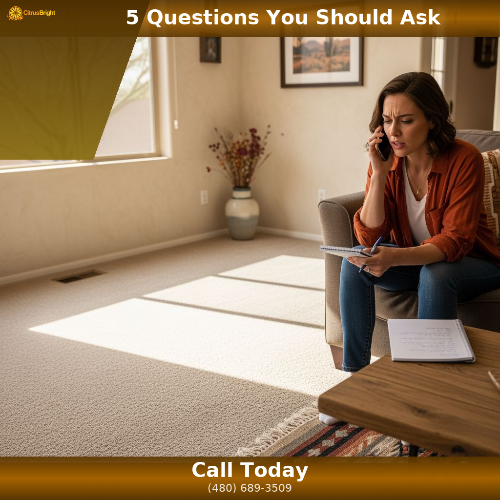 Homeowner researching carpet cleaning companies before hiring a carpet cleaner in Gilbert AZ