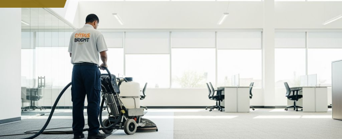 Citrus Bright commercial carpet cleaning technician servicing a Gilbert, AZ office — call today to schedule your eco-friendly cleaning consultation