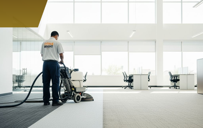 Citrus Bright commercial carpet cleaning technician servicing a Gilbert, AZ office — call today to schedule your eco-friendly cleaning consultation