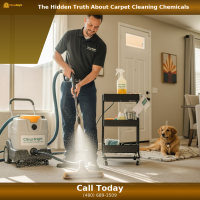 Citrus Bright technician using eco-friendly carpet cleaning chemicals in a Gilbert AZ home — safe for kids and pets, satisfaction guaranteed, call Mike Ranahan today.