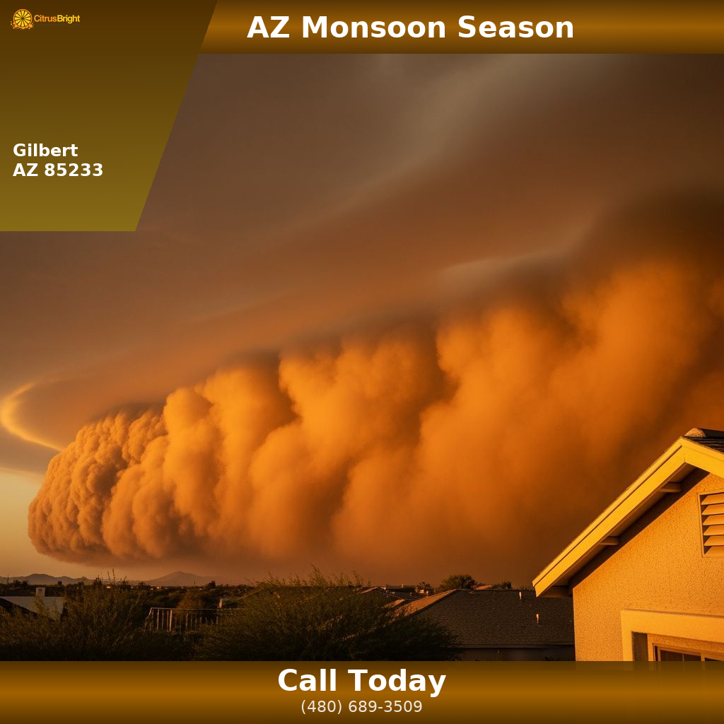 Haboob dust storm approaching East Valley Arizona neighborhood during monsoon season
