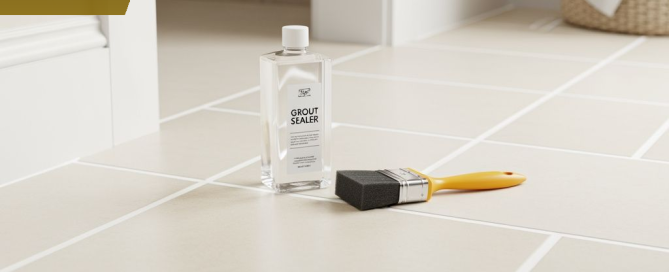 Close-up of freshly cleaned and sealed grout lines on white ceramic tile floor in Gilbert AZ home