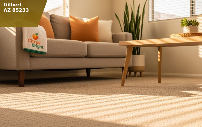 Professional carpet cleaning cost in Gilbert AZ — freshly cleaned living room carpet - Keyword: carpet cleaning cost Gilbert AZ