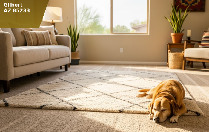 Clean carpet in a Mesa AZ family home after professional truck-mounted extraction by Citrus Bright