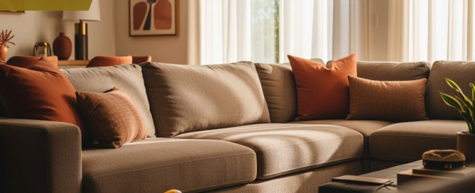 Professional upholstery cleaning Scottsdale AZ — clean sectional sofa in bright living room
