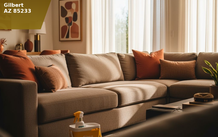 Professional upholstery cleaning Scottsdale AZ — clean sectional sofa in bright living room