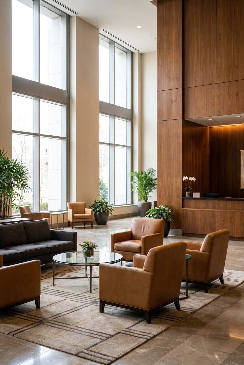 Commercial upholstery cleaning for office and lobby seating by Citrus Bright
